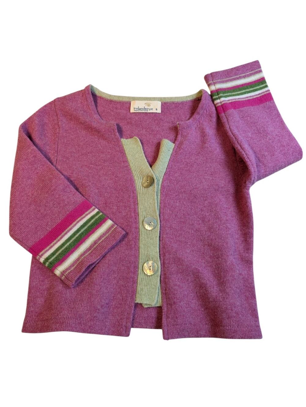Ireland’s eye vintage lambswool crop cardigan sweater Small Pink Green Ireland